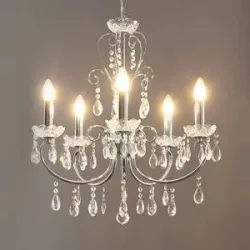 Kristall Kronleuchter Solveig Lucande, dimmbar, chrom / silber, für Wohn- / Esszimmer, Kristall, Kristall Kronleuchter