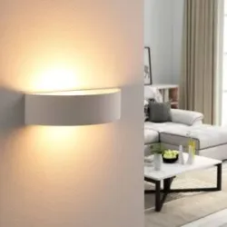 Wandlampe Aurel Lindby, dimmbar, weiß / opal, für Wohn- / Esszimmer, Gips / Ton, Modern, Wandleuchte, Wandlampe Innen