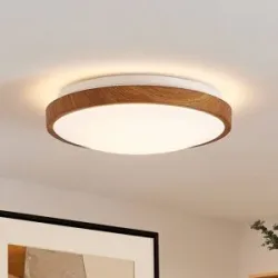 LED Deckenlampe Mynte Lindby, Holz hell, für Wohn- / Esszimmer, Kunststoff, Modern, LED Deckenleuchte
