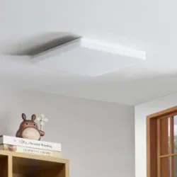 Prios Artin LED-Deckenlampe, Sensor, eckig, 28 cm PRIOS, weiß / opal, für Badezimmer, Kunststoff, Modern, Deckenlampe mit Sensor