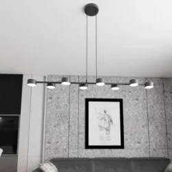 Deckenstrahler Megara, Länge 100 cm, Metall, 8-flg. Megara EMIBIG LIGHTING, dimmbar, schwarz, für Wohn- / Esszimmer, Metall, Modern, Strahler