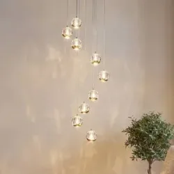 Glas Hängelampe Hayley Lucande, messing / gold, für Wohn- / Esszimmer, Glas, Design, Pendelleuchte