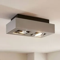 Arcchio Strahler Vince, 25 cm, 2-flammig, silber, GU10 VINCE Arcchio, dimmbar, alu / grau / zink, für Flurbereich, Aluminium, Modern, Strahler
