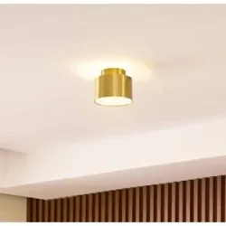 Lindby LED-Strahler Nivoria, 11 x 9 cm, goldfarben, Metall Nivoria, messing / gold, für Wohn- / Esszimmer, Aluminium, Modern, LED Deckenlampe