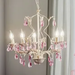 Kristall Kronleuchter Kate ONLI, dimmbar, weiß / opal, für Wohn- / Esszimmer, Metall, Kristall Kronleuchter