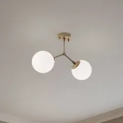 Deckenlampe Damar Opviq, dimmbar, messing / gold, für Wohn- / Esszimmer, Glas, Deckenlampe
