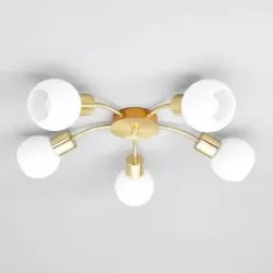 Deckenlampe ELAINA Lindby, dimmbar, messing / gold, für Wohn- / Esszimmer, Metall, Modern, Deckenlampe