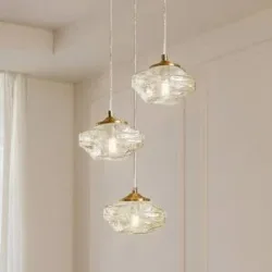 Glas Hängelampe Piatra Lindby, dimmbar, creme / amber, für Wohn- / Esszimmer, Glas, Modern, Pendelleuchte