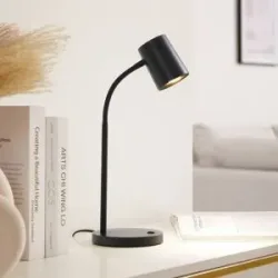 Schreibtischlampe Radka Lindby, schwarz, für Arbeitszimmer / Büro, Kunststoff, Modern, Tischlampe