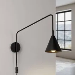 Wandlampe LYS SOLLUX LIGHTING, schwarz, für Wohn- / Esszimmer, Metall, Skandinavisch, Wandleuchte, Wandlampe Innen