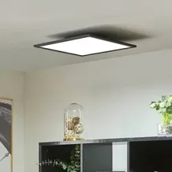 LED Panel Lamin Lindby, dimmbar, schwarz, für Wohn- / Esszimmer, Modern, LED Deckenleuchte