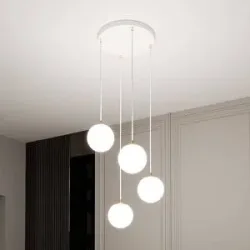 Glas Hängelampe Royal EMIBIG LIGHTING, dimmbar, weiß / opal, für Wohn- / Esszimmer, Modern, Pendelleuchte