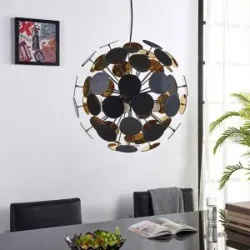 Hängelampe Kinan Lindby, dimmbar, schwarz, für Wohn- / Esszimmer, Kunststoff, Modern, Pendelleuchte