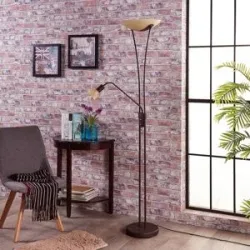 Lindby Stehlampe Felicia, rostfarben, 180 cm, E27, Leselicht Felicia, braun / rost, für Wohn- / Esszimmer, Metall, Landhaus / Rustikal, Stehlampe