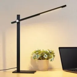 LED Schreibtischlampe Wasko Lucande, dimmbar, schwarz, für Arbeitszimmer / Büro, Metall, Modern, LED Tischlampe