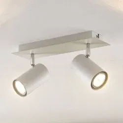 Lindby Deckenstrahler Joffrey, 31 cm, 2-flg., weiß, GU10 Joffrey Lindby, dimmbar, weiß / opal, für Wohn- / Esszimmer, Metall, Modern, Strahler