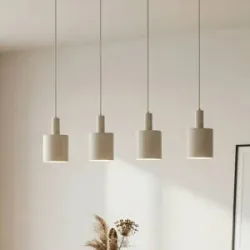 Hängelampe Ovelia Lindby, dimmbar, creme / amber, für Küche, Metall, Modern, Pendelleuchte