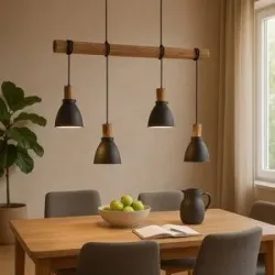 Hängelampe Trebale Lindby, dimmbar, schwarz, für Wohn- / Esszimmer, Metall, Skandinavisch, Pendelleuchte