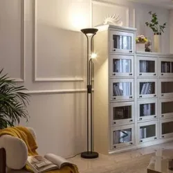 LED Deckenfluter Josefin Lindby, dimmbar, schwarz, für Wohn- / Esszimmer, Metall, Modern, LED Stehlampe