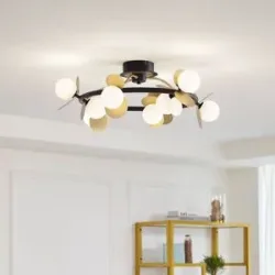 LED Deckenlampe Pallo Lucande, dimmbar, schwarz, für Wohn- / Esszimmer, Metall, Modern, LED Deckenleuchte