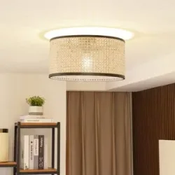 Deckenlampe Yaelle Lindby, dimmbar, Holz hell, für Wohn- / Esszimmer, Holz, Landhaus / Rustikal, Deckenlampe