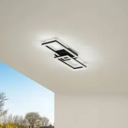 Lindby LED-Außendeckenlampe Finian, 64cm x 21cm, CCT dimmbar Finian Lindby,, schwarz, Kunststoff, Modern, LED Deckenleuchten