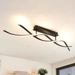 LED Deckenlampe Welina Lindby, dimmbar, schwarz, für Wohn- / Esszimmer, Metall, Modern, LED Deckenleuchte