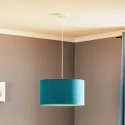 Hängelampe Bristol Duolla, dimmbar, blau, für Wohn- / Esszimmer, Textil / Stoff / Seide, Pendelleuchte