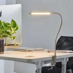 Klemmleuchte LIONARD Lindby, alu / grau / zink, für Arbeitszimmer / Büro, Metall, Modern, Klemmleuchte