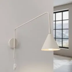 Wandlampe LYS SOLLUX LIGHTING, creme / amber, für Wohn- / Esszimmer, Metall, Skandinavisch, Wandleuchte, Wandlampe Innen