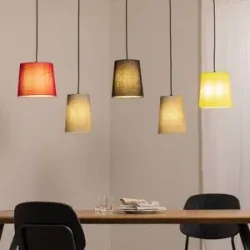 Hängelampe Amilia Lindby, dimmbar, Holz hell, für Wohn- / Esszimmer, Textil / Stoff / Seide, Junges Wohnen, Pendelleuchte