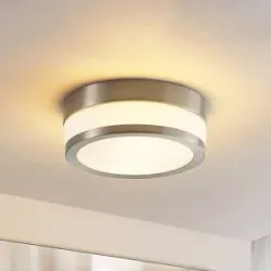 Deckenlampe Flavi Lindby, dimmbar, alu / grau / zink, für Badezimmer, Metall, Modern, Deckenlampe