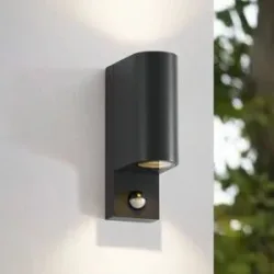 Aussenwandleuchte mit Bewegungsmelder Palina Lindby, dimmbar, schwarz, Aluminium, Modern