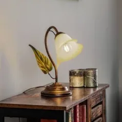 Tischleuchte Miranda einflammig, bronze ONLI, bronze / altmessing, für Wohn- / Esszimmer, Metall, Florentiner, Tischlampe