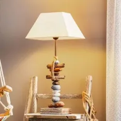 Tischlampe Seregon ONLI, creme / amber, für Wohn- / Esszimmer, Holz, Landhaus / Rustikal, Tischlampe