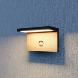 Aussenwandleuchte mit Bewegungsmelder Lignus Lucande, schwarz, Aluminium, Modern
