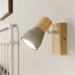 Lindby Strahler Filiz, 12 cm hoch, Holz, Beton, E14 Filiz Lindby, dimmbar, alu / grau / zink, für Schlafzimmer, Beton, Skandinavisch, Strahler