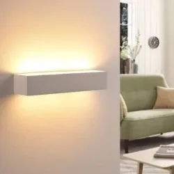 Wandlampe Arya Lindby, dimmbar, weiß / opal, für Wohn- / Esszimmer, Gips / Ton, Modern, Wandleuchte, Wandlampe Innen