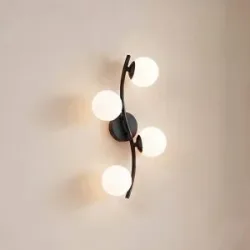 Wandlampe Josiana Lindby, dimmbar, schwarz, für Wohn- / Esszimmer, Glas, Modern, Wandleuchte, Wandlampe Innen