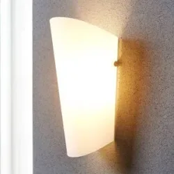 Wandlampe Aurora Lindby, dimmbar, weiß / opal, für Wohn- / Esszimmer, Glas, Wandleuchte, Wandlampe Innen