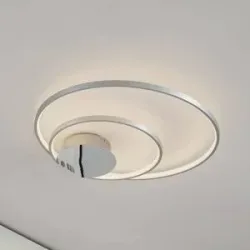 LED Deckenlampe Nerwin Lindby, dimmbar, alu / grau / zink, für Wohn- / Esszimmer, Aluminium, Modern, LED Deckenleuchte