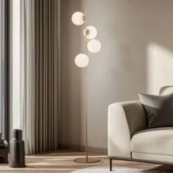 Stehlampe Isandro Lucande, messing / gold, für Wohn- / Esszimmer, Metall, Modern, Stehlampe