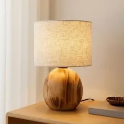 Tischlampe Mayumi Lindby, Holz hell, für Wohn- / Esszimmer, Holz, Skandinavisch, Tischlampe