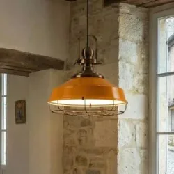Hängelampe Astel ROYALTECH, dimmbar, gelb / orange, für Wohn- / Esszimmer, Metall, Industrielles Design, Pendelleuchte