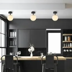 Deckenlampe Atmaca Opviq, dimmbar, schwarz, für Wohn- / Esszimmer, Glas, Deckenlampe