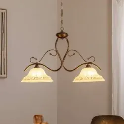 Glas Hängelampe BILIARDO GIORGIO ONLI, dimmbar, bronze / altmessing, für Wohn- / Esszimmer, Glas, Landhaus / Rustikal, Pendelleuchte