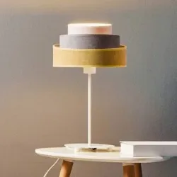 Tischlampe Pastell Trio Duolla, gelb / orange, für Wohn- / Esszimmer, Textil / Stoff / Seide, Tischlampe