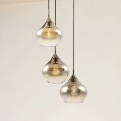 Glas Hängelampe Jarven Lucande, dimmbar, alu / grau / zink, für Wohn- / Esszimmer, Glas, Modern, Pendelleuchte