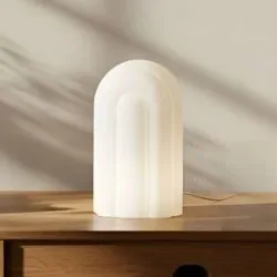 LED Tischlampe Lunja Lucande, dimmbar, weiß / opal, für Wohn- / Esszimmer, Glas, Modern, LED Tischlampe