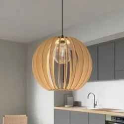 Holz Hängelampe Clay Envostar, dimmbar, Holz hell, für Wohn- / Esszimmer, Holz, Skandinavisch, Pendelleuchte